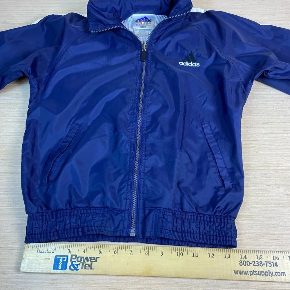 Adidas Blue Windbreaker Jacket Full Zip Mesh Lined Size Youth M
